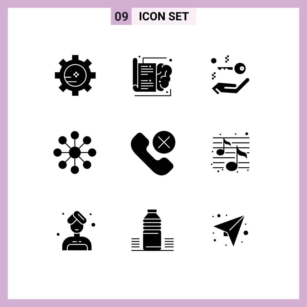 Modern Set of 9 Solid Glyphs and symbols such as remove mobile key contact organization Editable Vector Design Elements