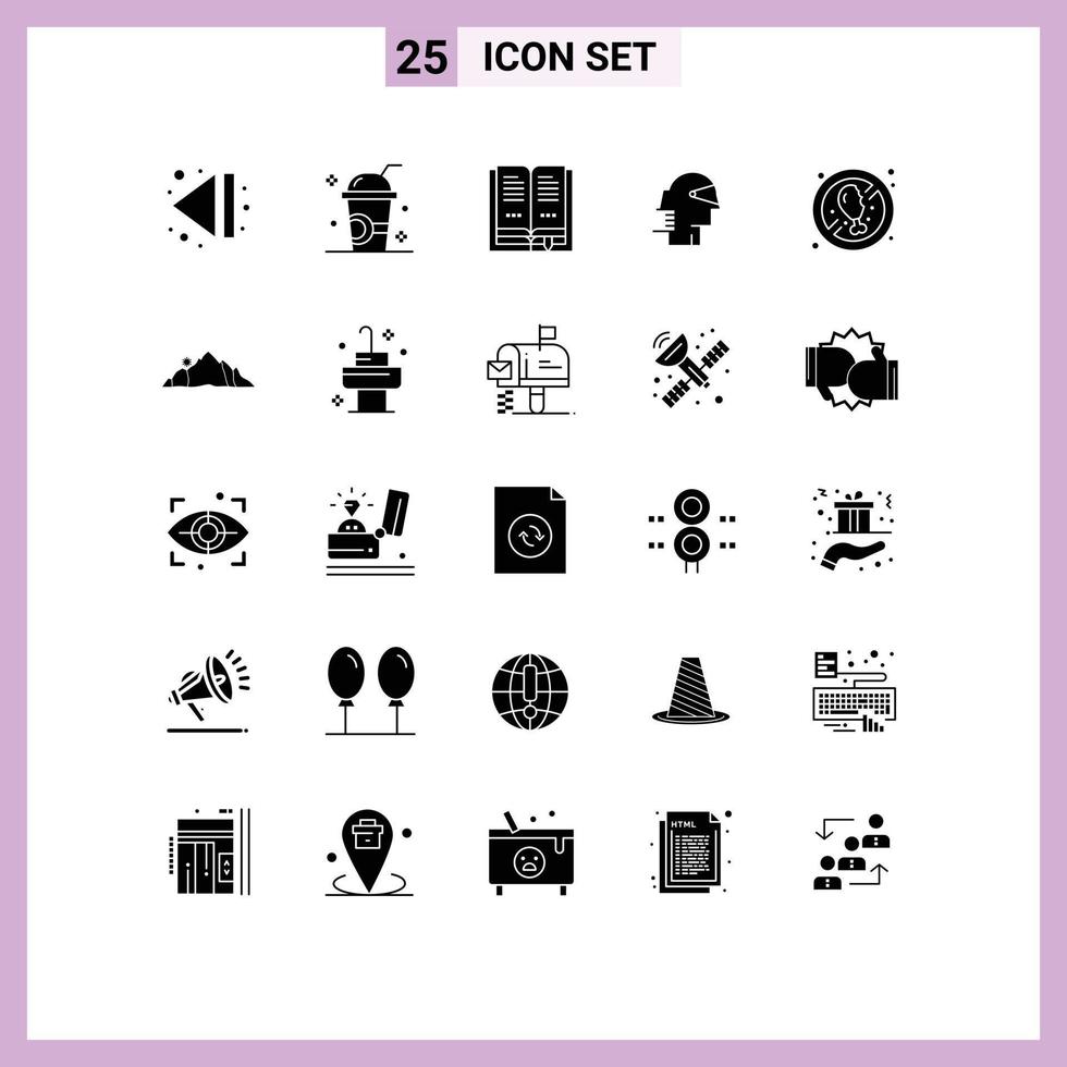 Solid Glyph Pack of 25 Universal Symbols of diet provider book path forward Editable Vector Design Elements