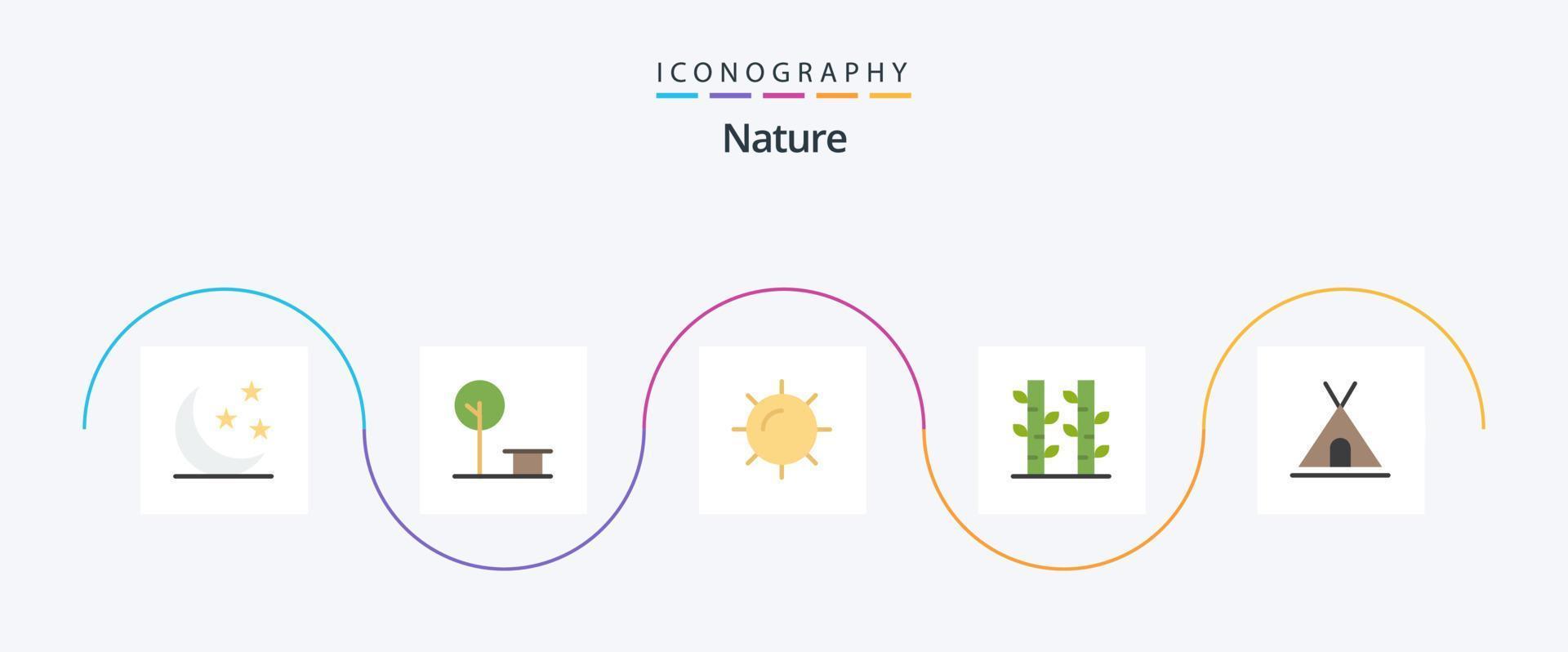 Nature Flat 5 Icon Pack Including tent. holidays. nature. plant. china vector