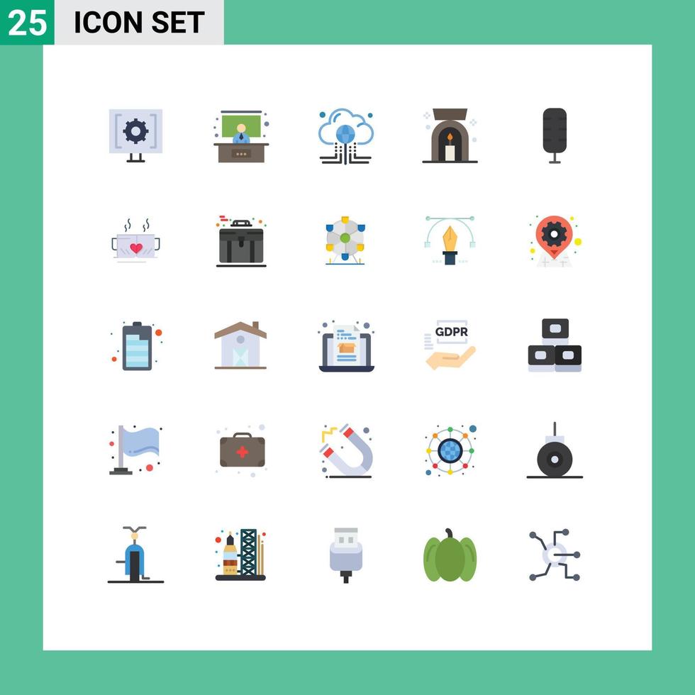 25 Flat Color concept for Websites Mobile and Apps commentator spa cloud lamp internet Editable Vector Design Elements