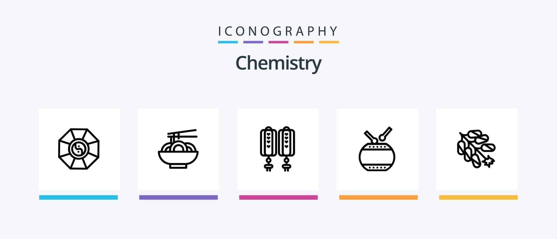 Chemistry Line 5 Icon Pack Including laboratory. chemical. chemistry. laboratory. chemical. Creative Icons Design vector