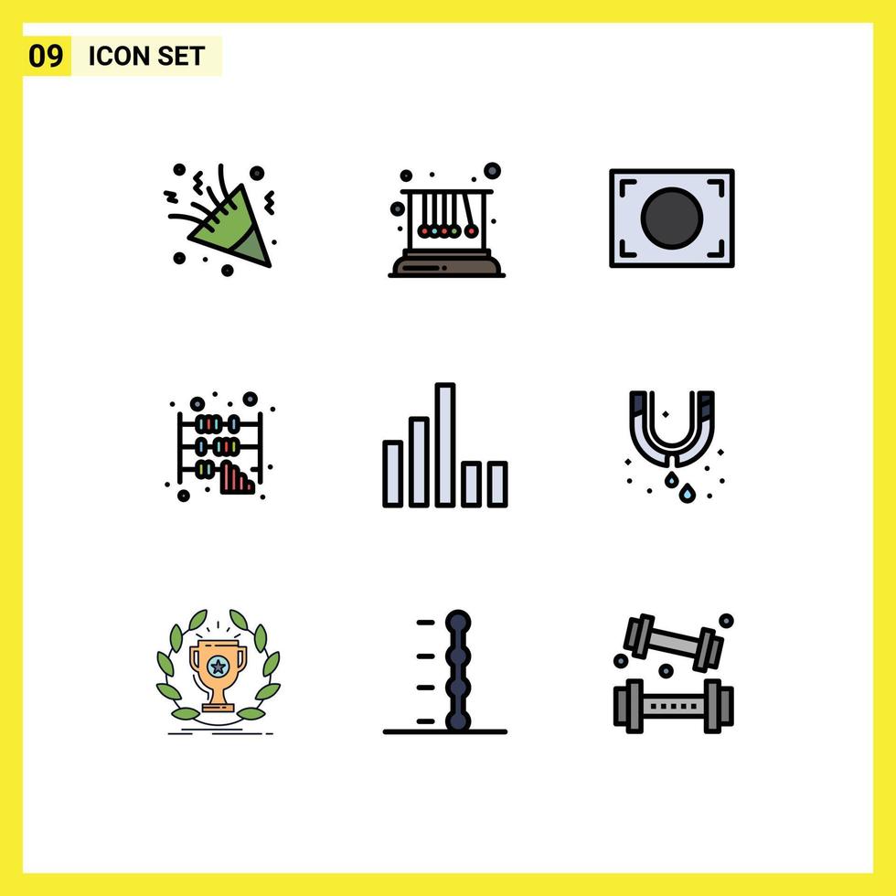 Stock Vector Icon Pack of 9 Line Signs and Symbols for phone office school calculator abacus Editable Vector Design Elements