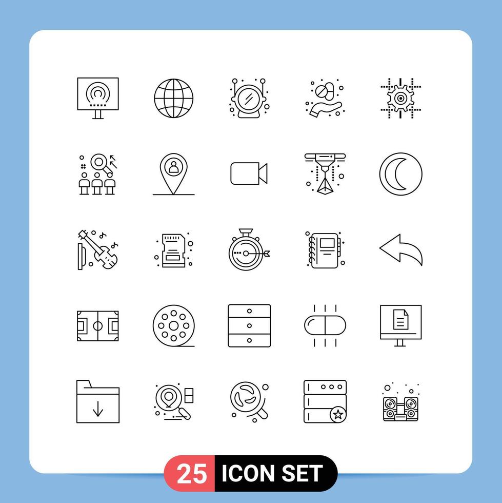25 Line concept for Websites Mobile and Apps setting herb web capsule safety Editable Vector Design Elements