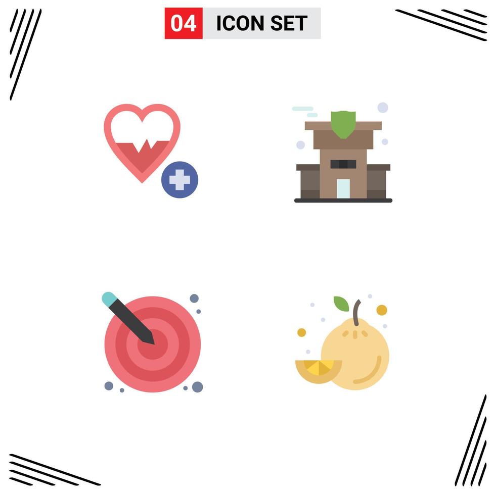 Set of 4 Vector Flat Icons on Grid for medical creative beat property design Editable Vector Design Elements