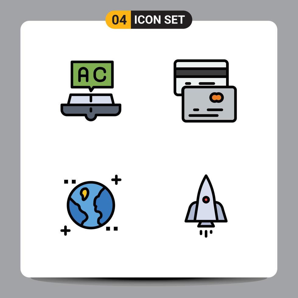 paquete de iconos vectoriales de stock de 4 signos y símbolos de línea para elementos de diseño vectorial editables de cohete de crédito escolar de la tierra del libro vector