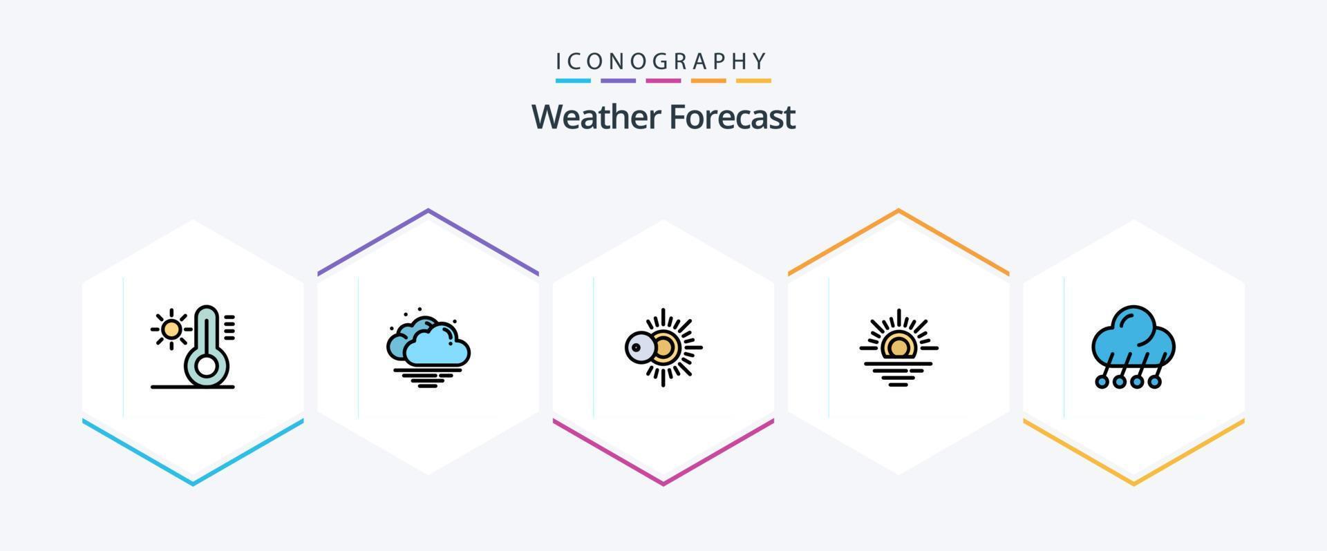 Weather 25 FilledLine icon pack including . night. weather. moon. climate vector