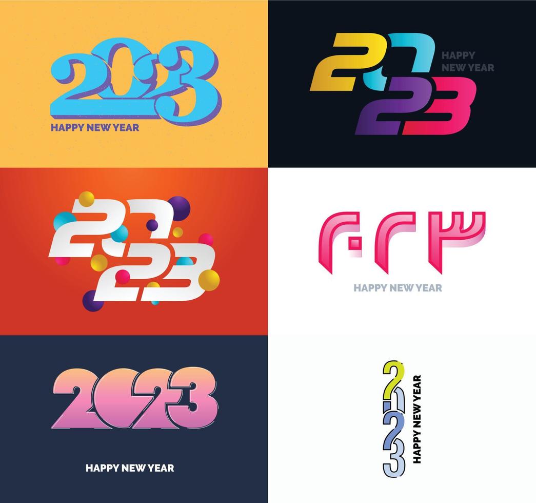 gran conjunto de 2023 feliz año nuevo diseño de texto de logotipo plantilla de diseño de número 2023 vector