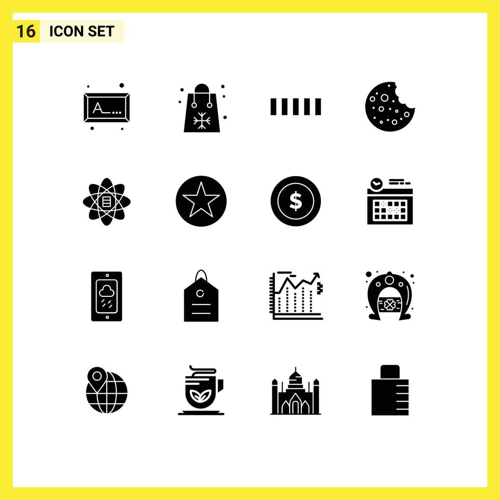 16 Universal Solid Glyph Signs Symbols of dollar scince connection data sausage Editable Vector Design Elements