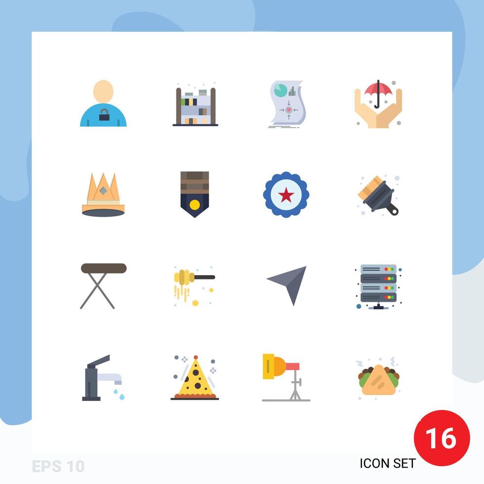 Modern Set of 16 Flat Colors and symbols such as king safe estimation insurance responsive Editable Pack of Creative Vector Design Elements