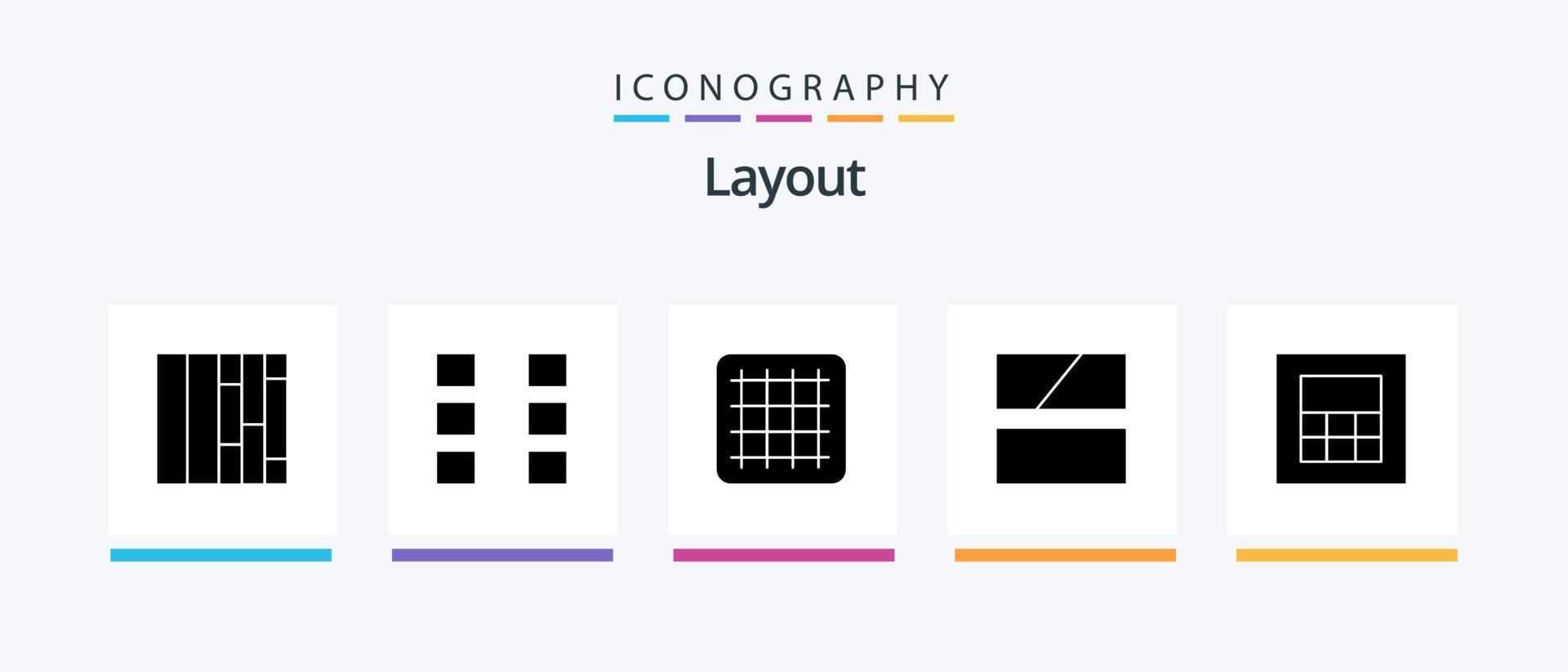 Layout Glyph 5 Icon Pack Including . editing. calculator. Creative Icons Design vector