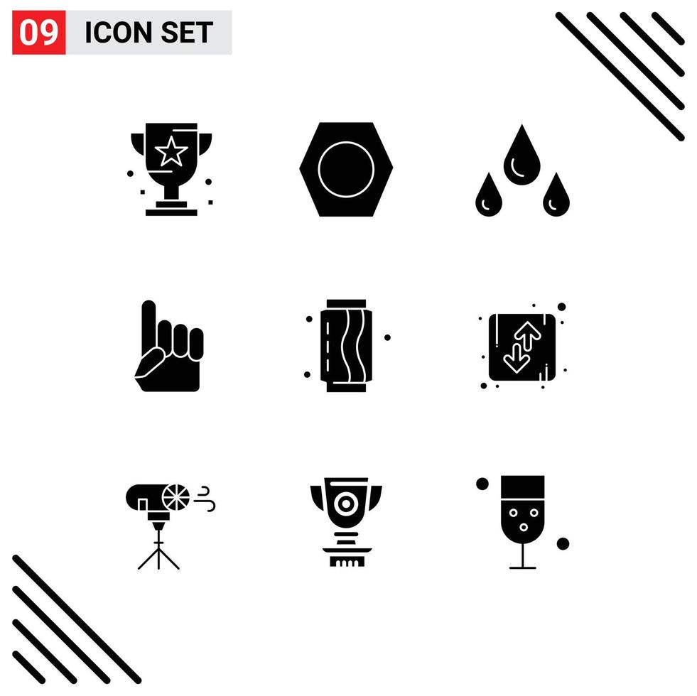 9 Creative Icons Modern Signs and Symbols of fast can drops american hand Editable Vector Design Elements