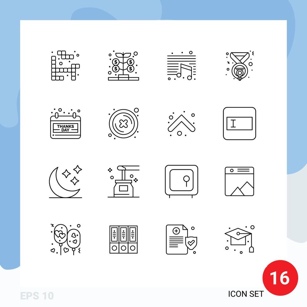 16 iconos creativos signos y símbolos modernos del día calendario nota feminismo medalla elementos de diseño vectorial editables vector