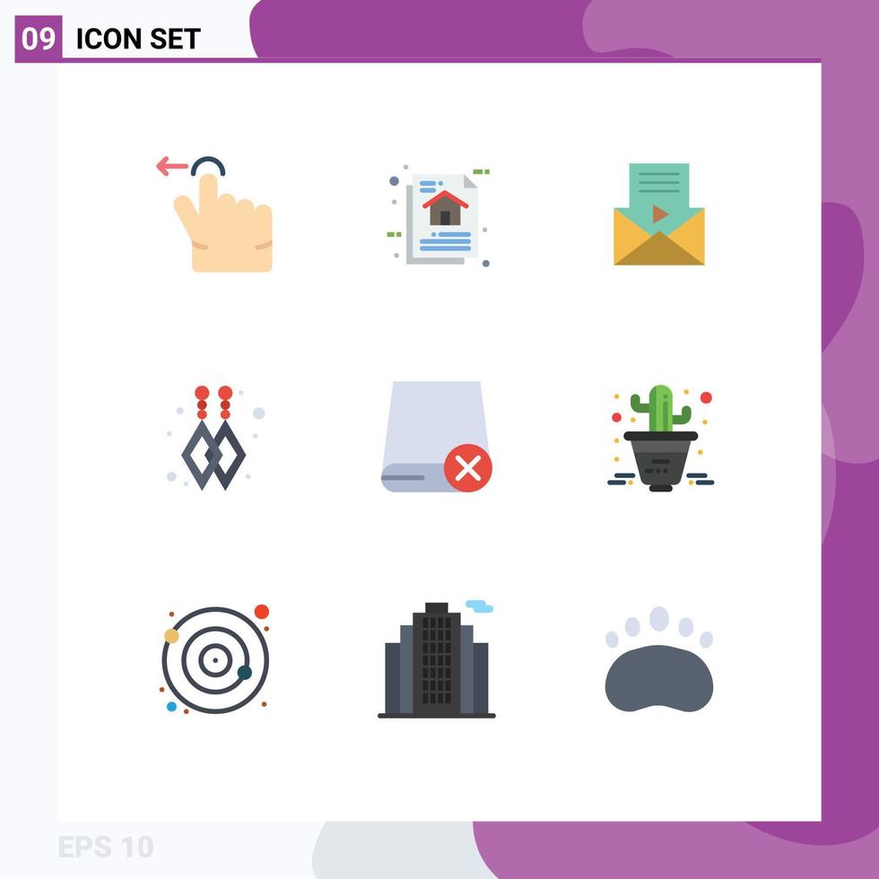 Pictogram Set of 9 Simple Flat Colors of gadget devices mail computers custom earrings Editable Vector Design Elements