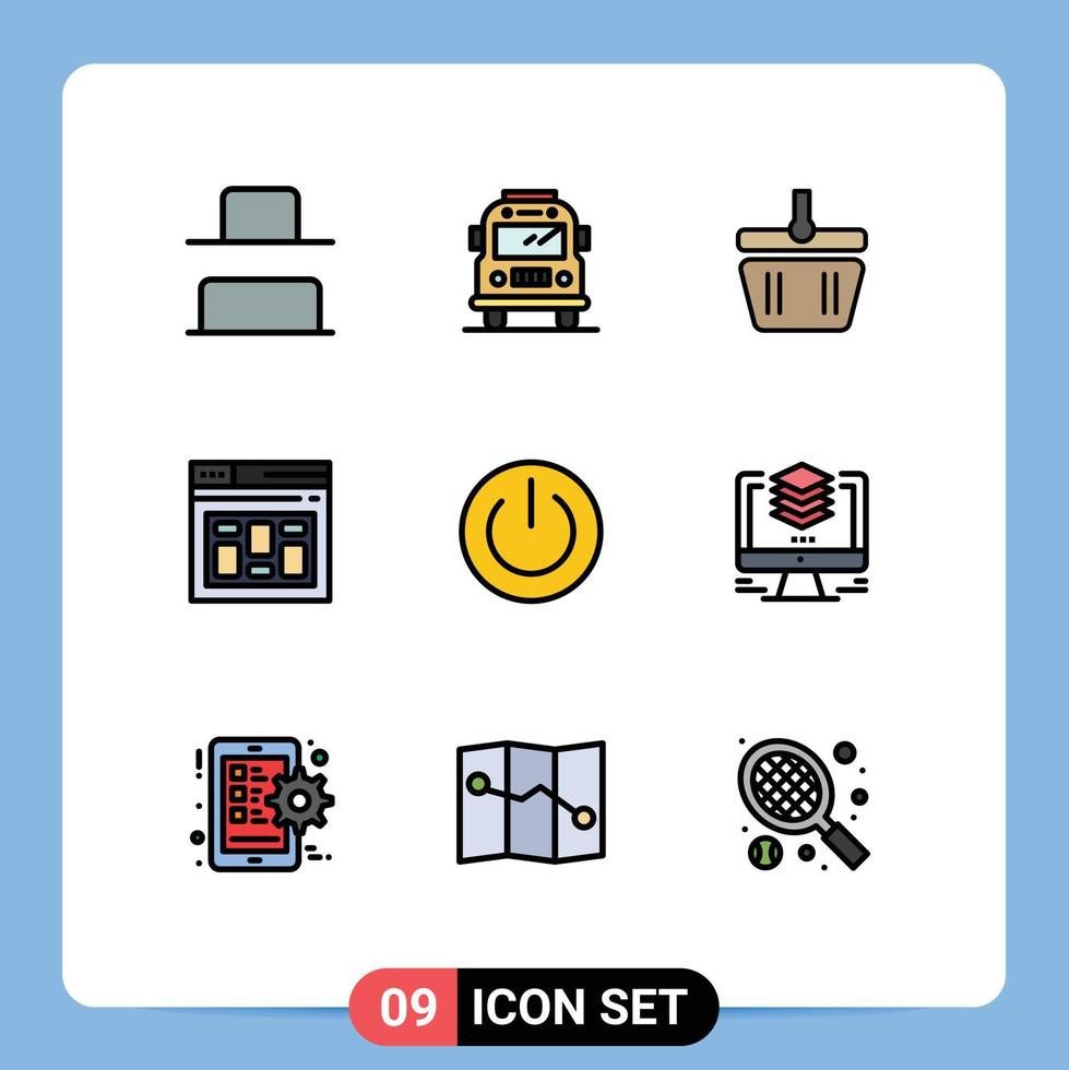 9 Filledline Flat Color concept for Websites Mobile and Apps environment ecology shapping eco internet Editable Vector Design Elements