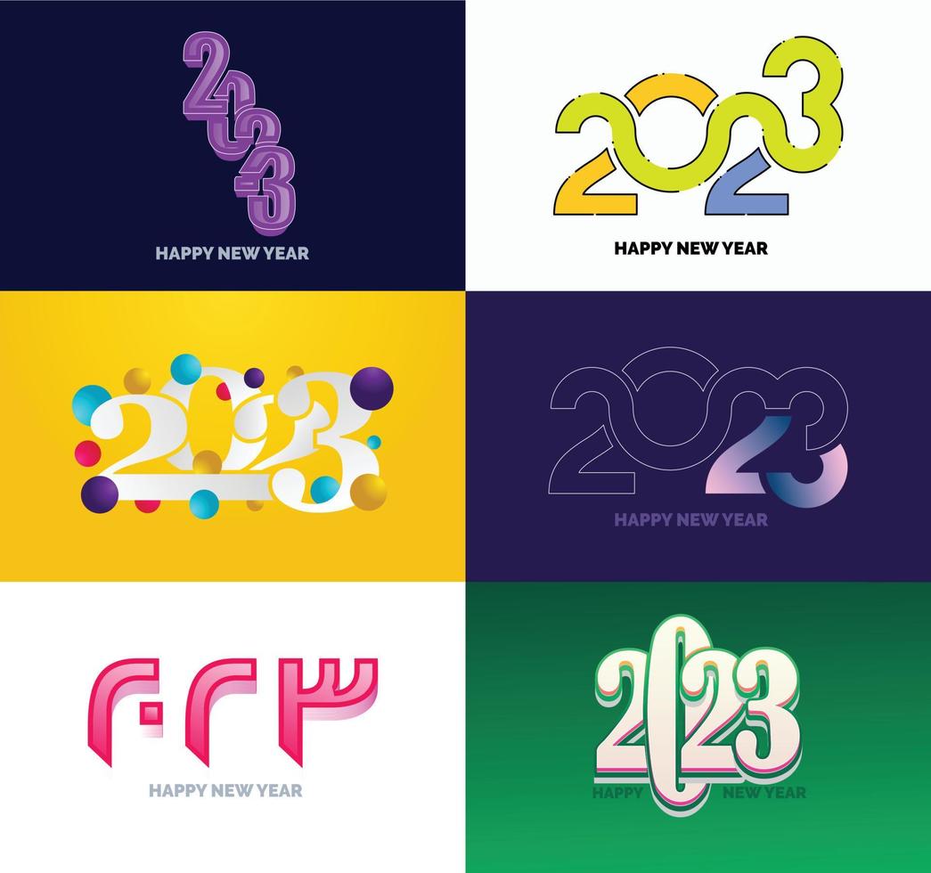 Big Collection of 2023 Happy New Year symbols Cover of business diary for 2023 with wishes vector