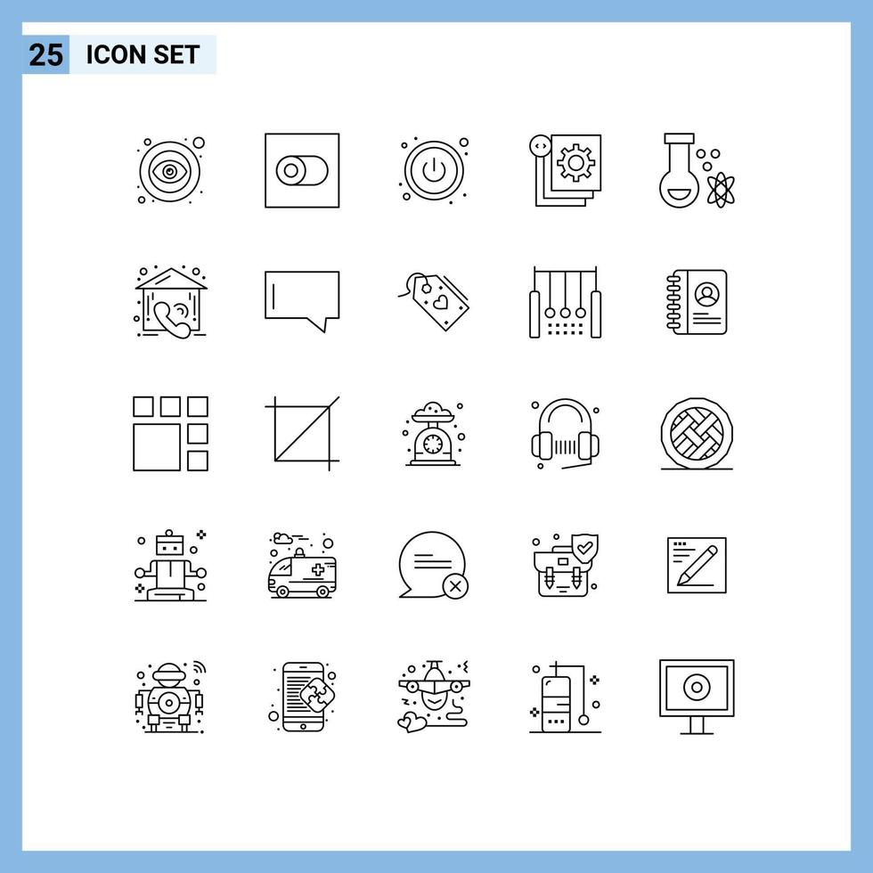 Universal Icon Symbols Group of 25 Modern Lines of space potion switch atom process Editable Vector Design Elements