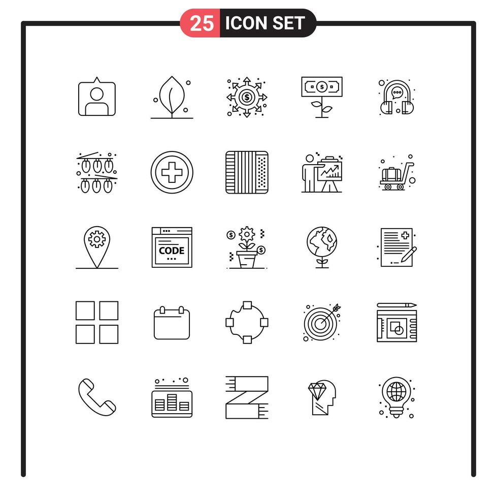 Stock Vector Icon Pack of 25 Line Signs and Symbols for customer bubble hole growth money Editable Vector Design Elements