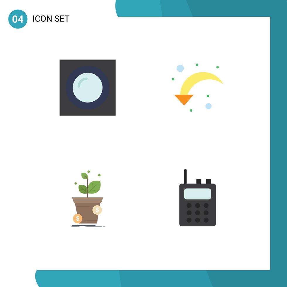 Pack of 4 creative Flat Icons of interior growth recessed right arrow profit Editable Vector Design Elements