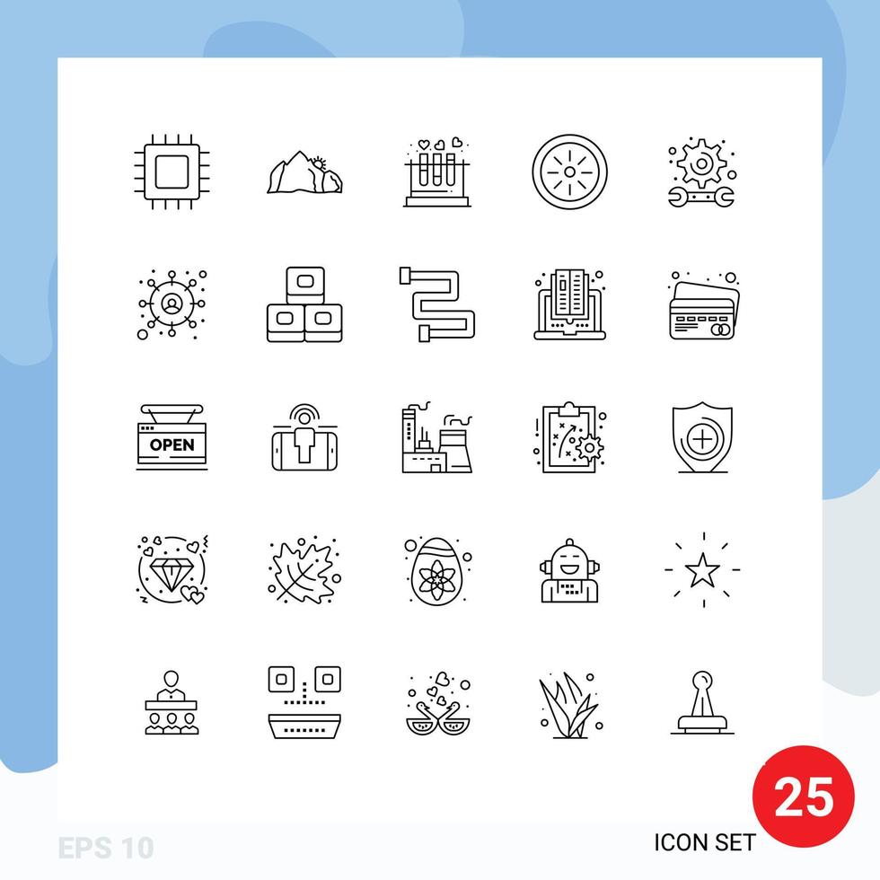 Pictogram Set of 25 Simple Lines of kiwi food mountain wedding love Editable Vector Design Elements