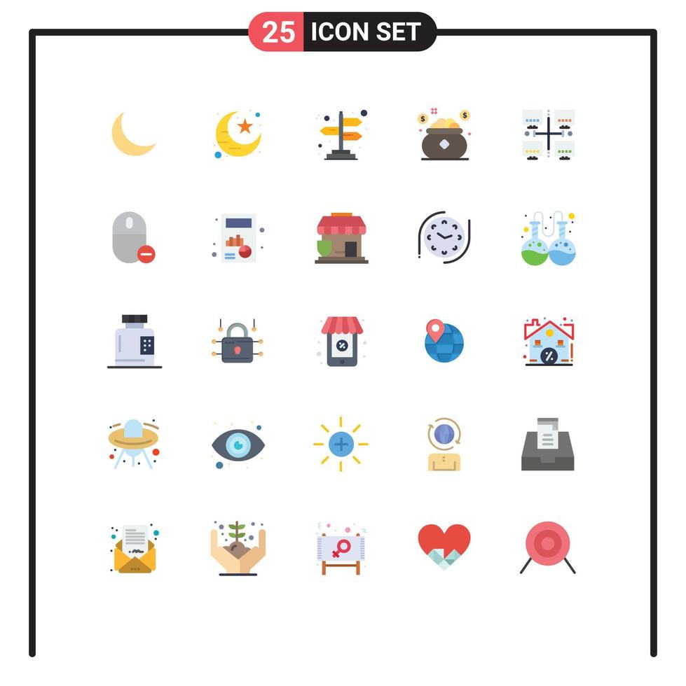 Editable Vector Line Pack of 25 Simple Flat Colors of lan saving arrows save investment Editable Vector Design Elements