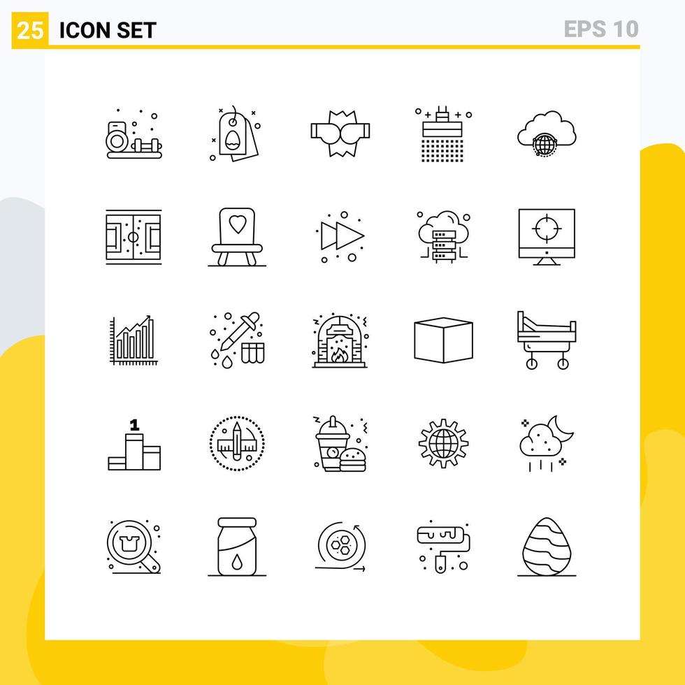 Modern Set of 25 Lines and symbols such as globe network boxing water bathroom Editable Vector Design Elements