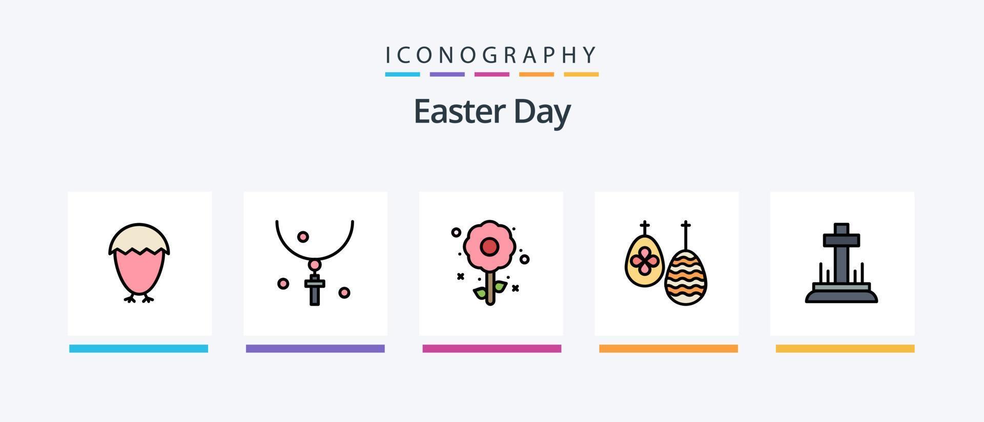 Easter Line Filled 5 Icon Pack Including . easter. egg. basket. easter. Creative Icons Design vector