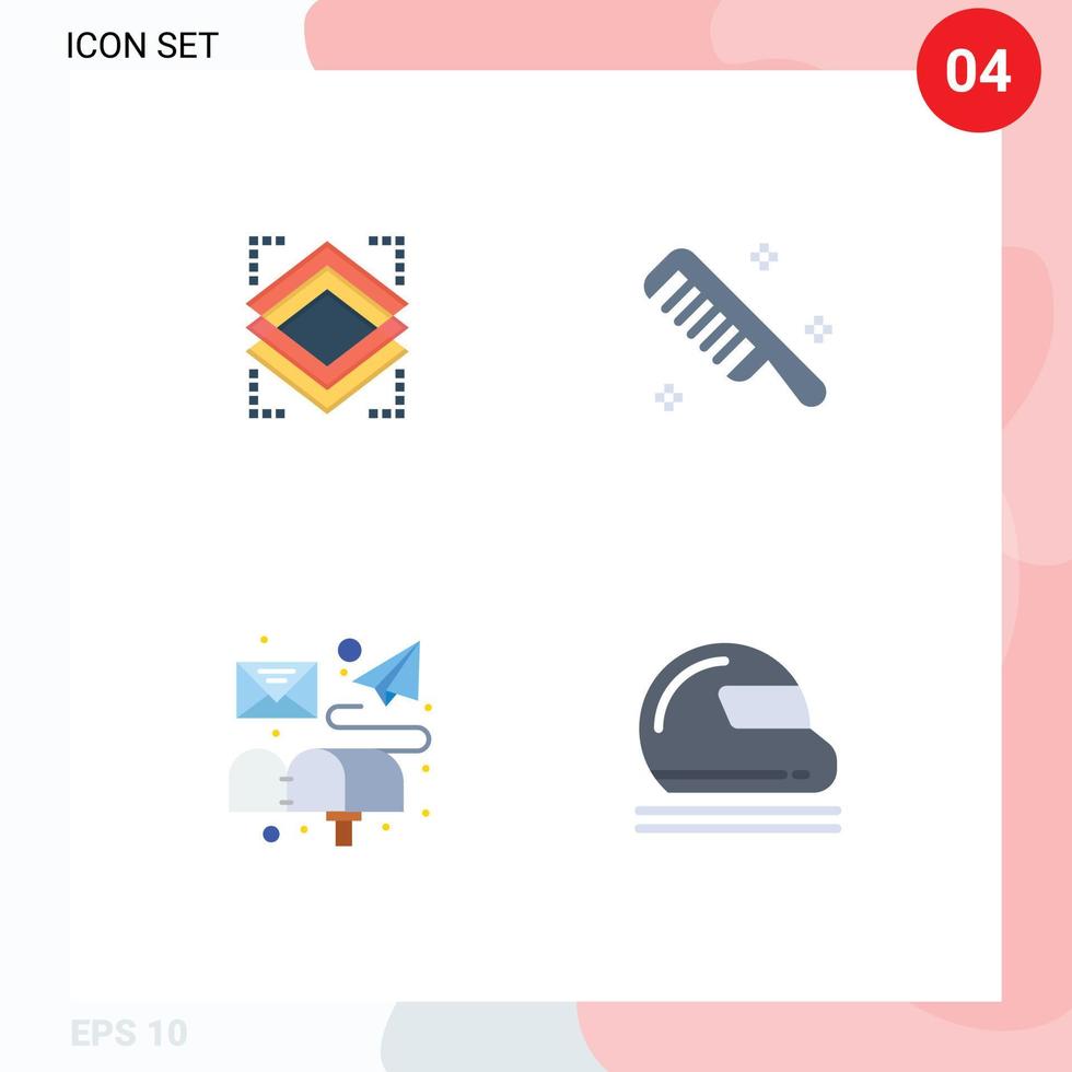 Group of 4 Modern Flat Icons Set for layers email server cosmetic mail Editable Vector Design Elements