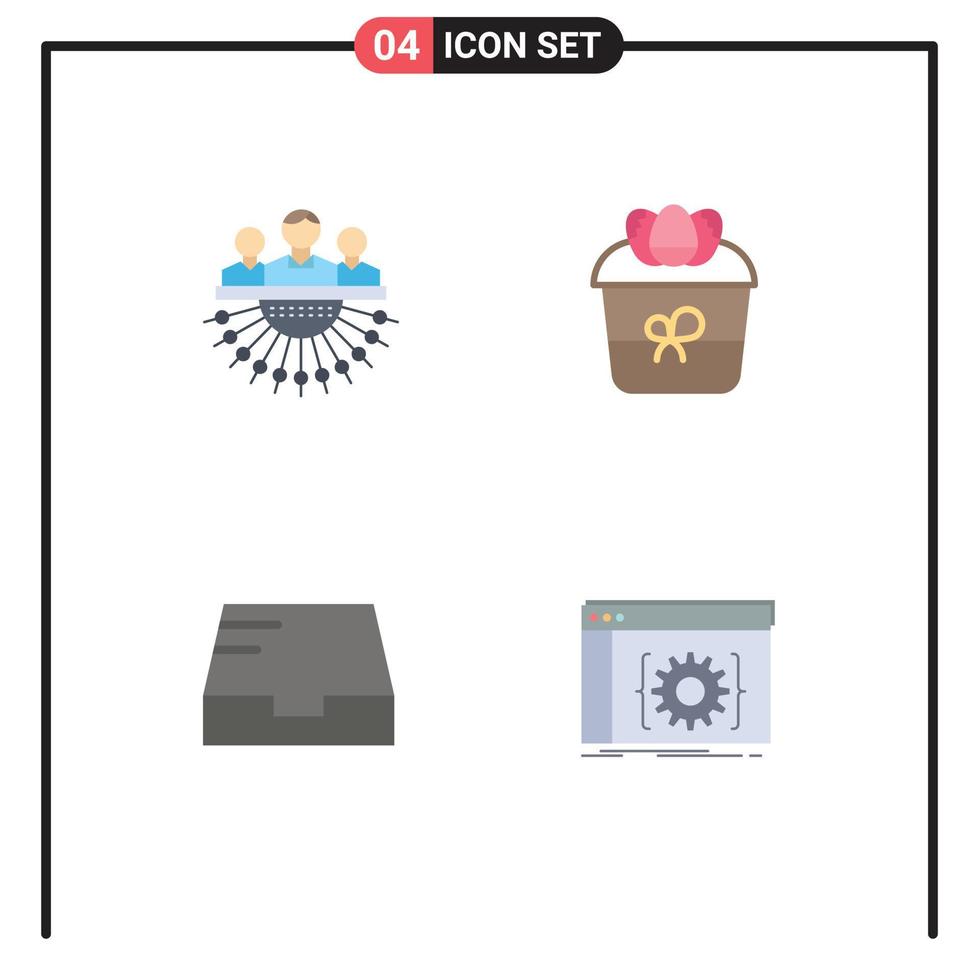 Pack of 4 creative Flat Icons of allocation plant management decoration mail Editable Vector Design Elements