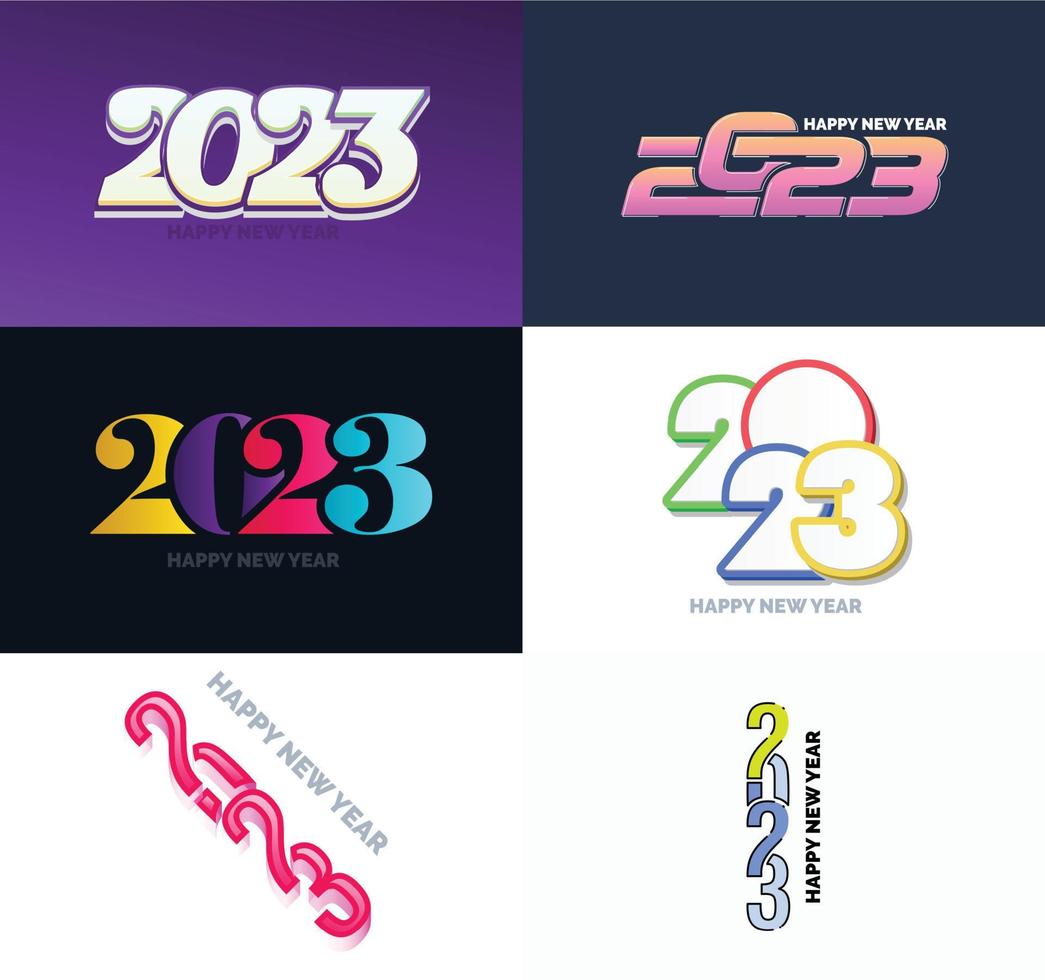 gran conjunto de 2023 feliz año nuevo diseño de texto de logotipo plantilla de diseño de número 2023 vector