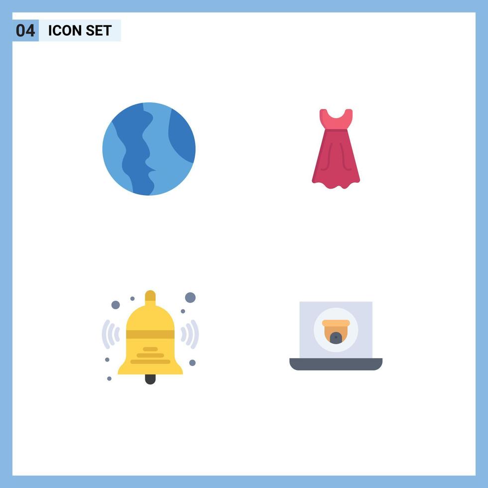paquete de 4 signos y símbolos de iconos planos modernos para medios de impresión web, como elementos de diseño de vectores editables de educación de niñas del mundo escolar global