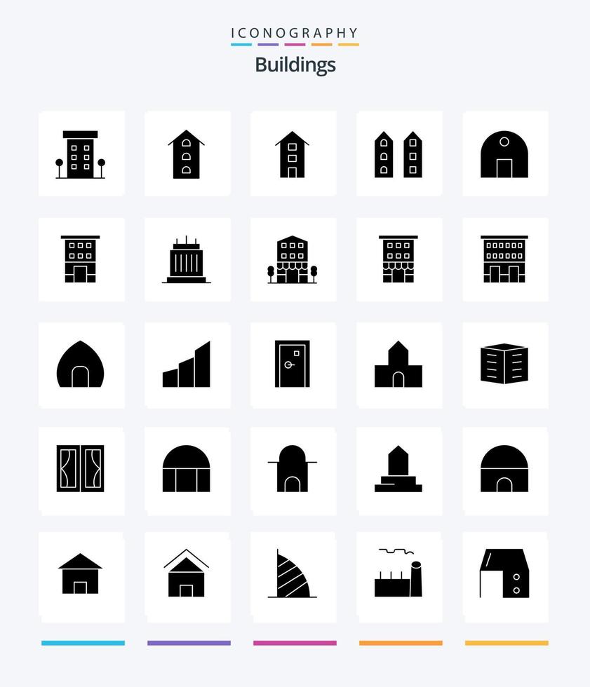 Creative Buildings 25 Glyph Solid Black icon pack  Such As landmarks. buildings. mosque. shops. house vector