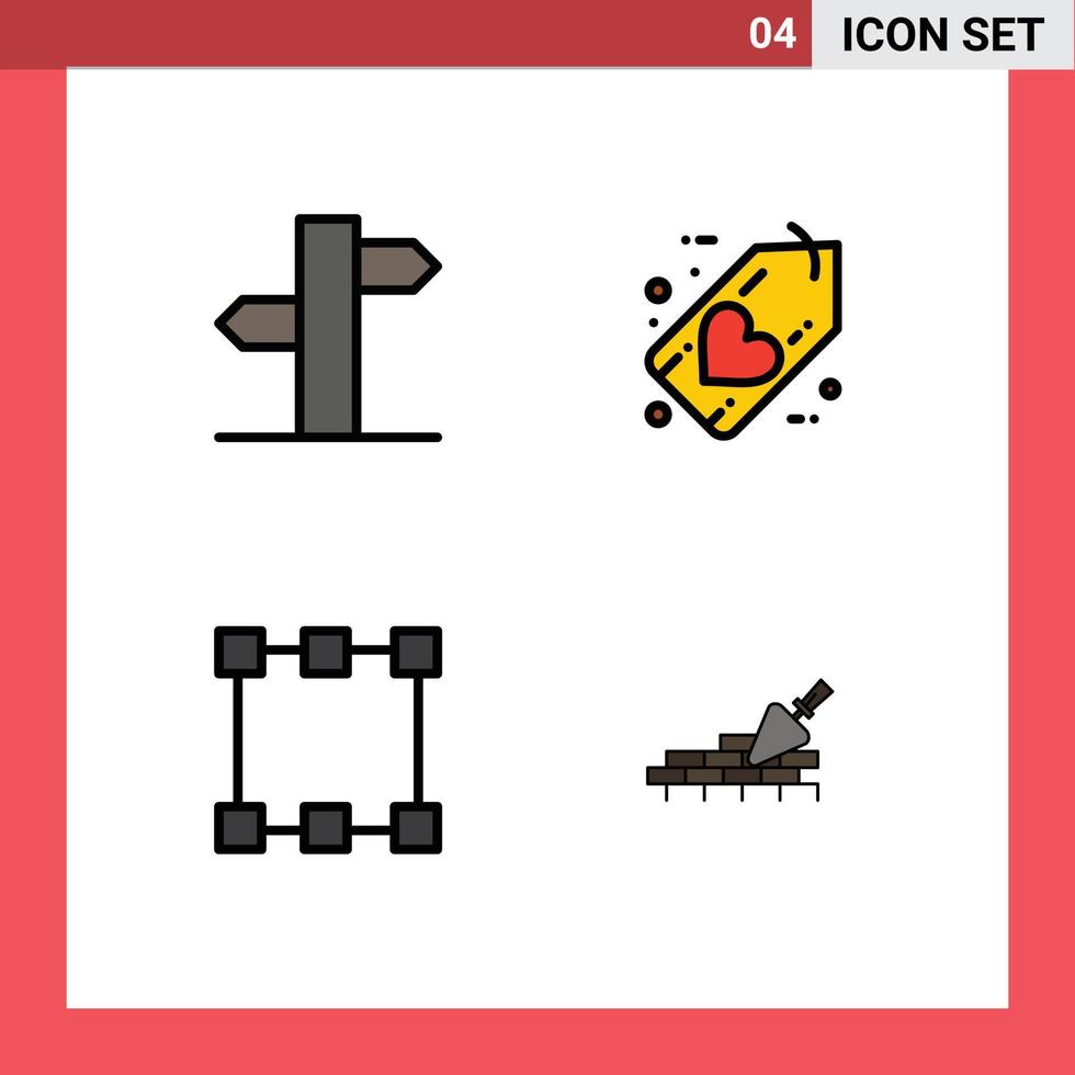 Set of 4 Modern UI Icons Symbols Signs for address path signal friday rectangle Editable Vector Design Elements