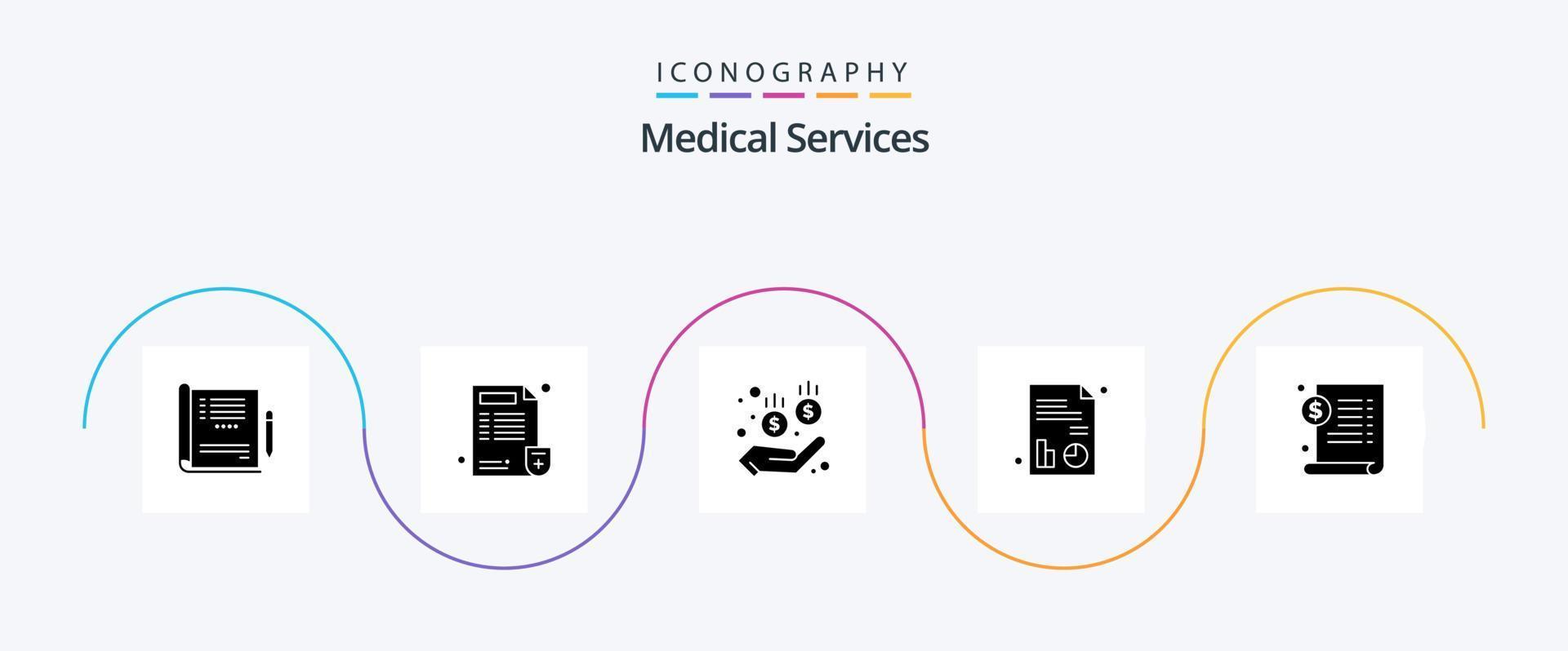 Medical Services Glyph 5 Icon Pack Including dollar. file. medical. document. report vector