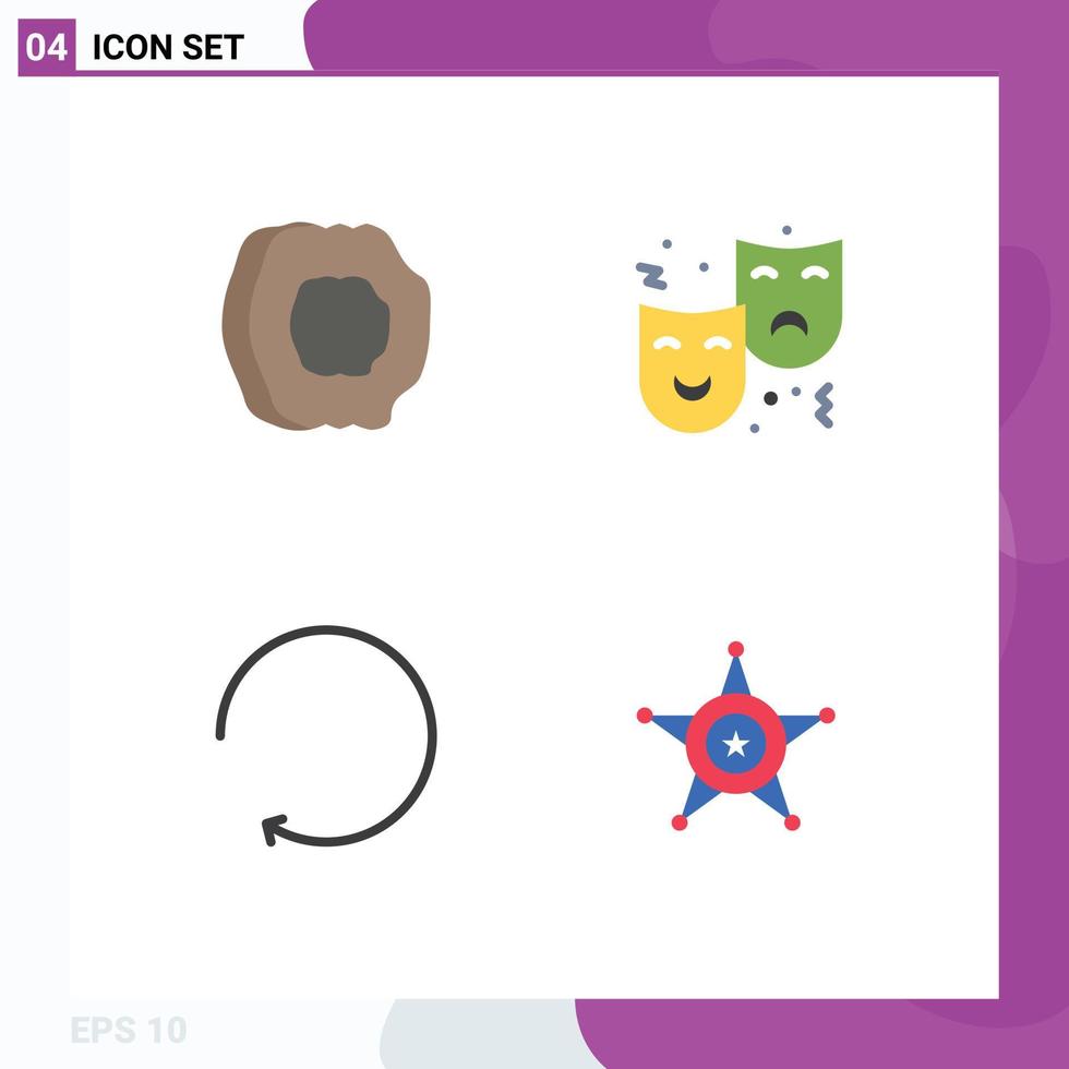 User Interface Pack of 4 Basic Flat Icons of apricot drama fruits face clockwise Editable Vector Design Elements