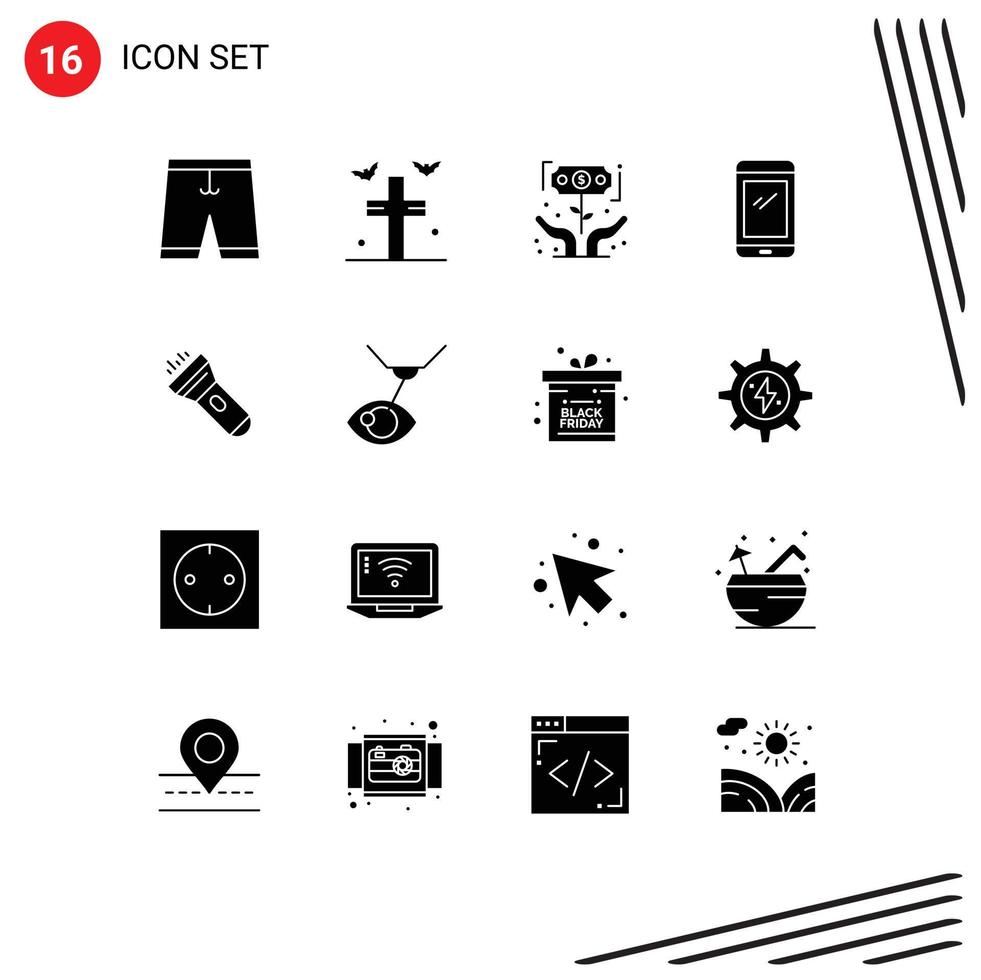 Set of 16 Modern UI Icons Symbols Signs for android smart phone yard phone investor Editable Vector Design Elements
