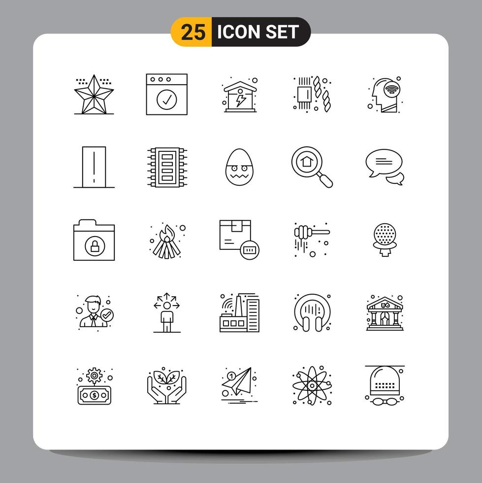 25 Line concept for Websites Mobile and Apps mind connect electric pasta supermarket Editable Vector Design Elements
