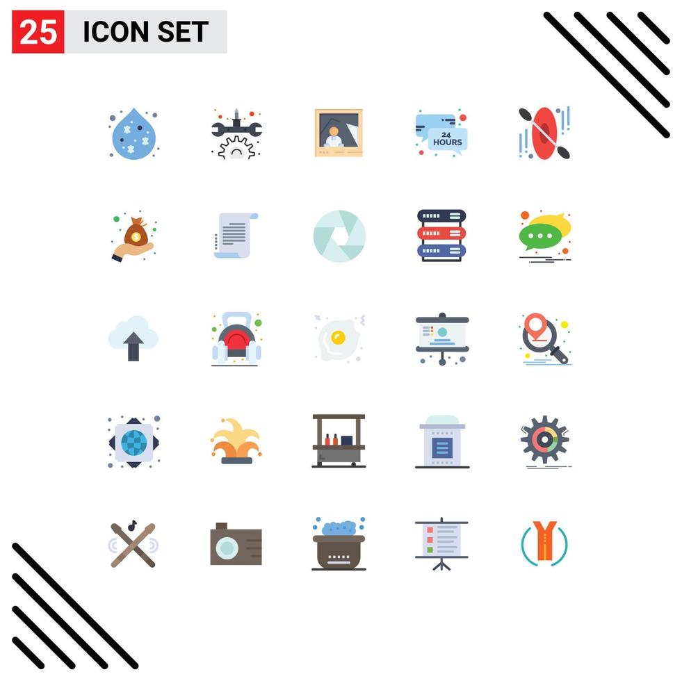 Set of 25 Modern UI Icons Symbols Signs for cash hotel landmark canoe news update Editable Vector Design Elements