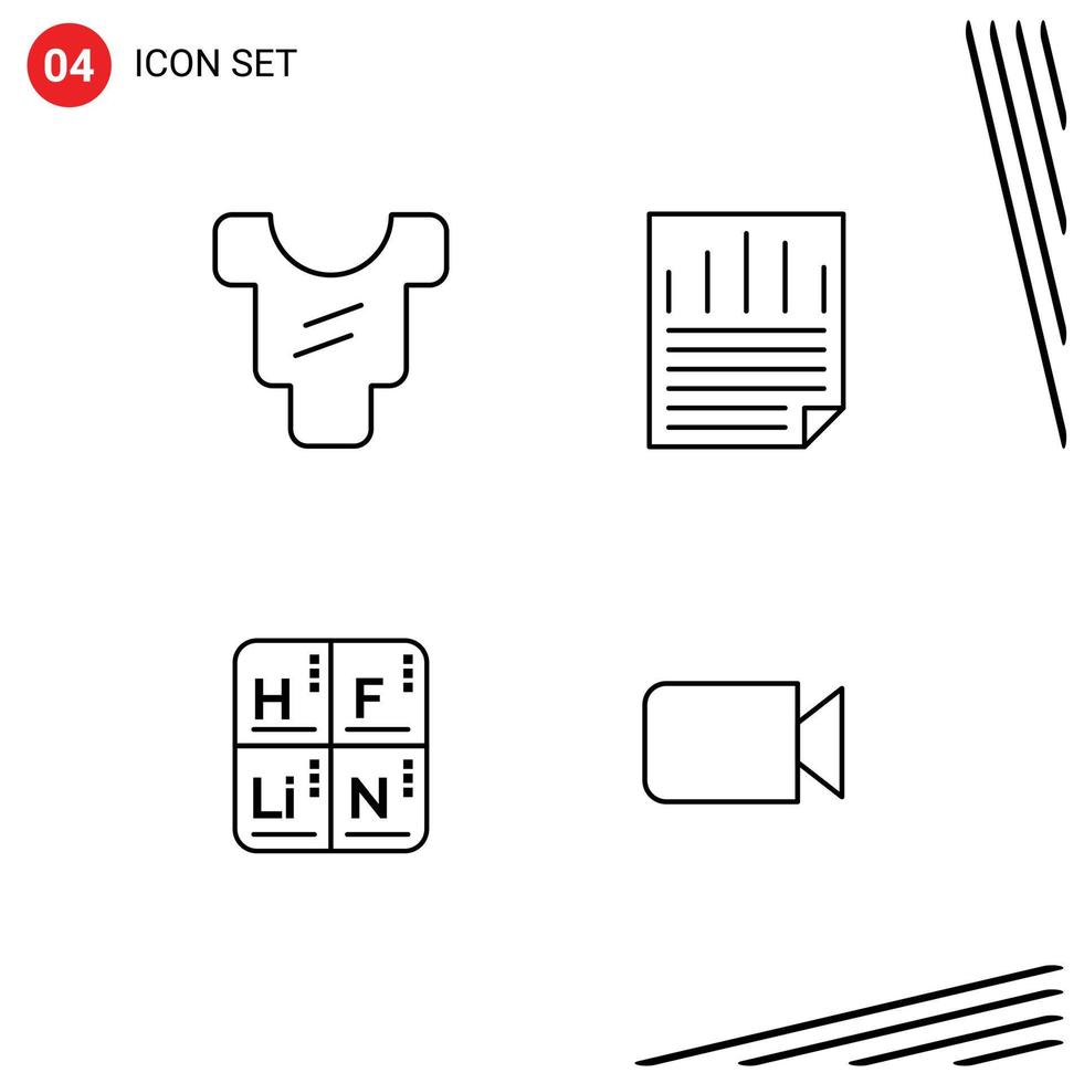 4 Universal Line Signs Symbols of baby elements data paper check camera Editable Vector Design Elements