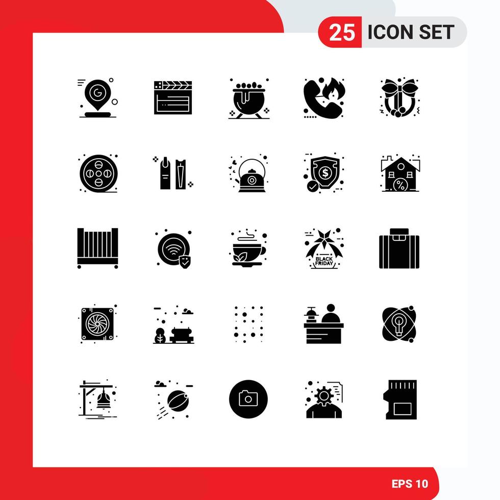 Stock Vector Icon Pack of 25 Line Signs and Symbols for christmas firefighter video fire call Editable Vector Design Elements