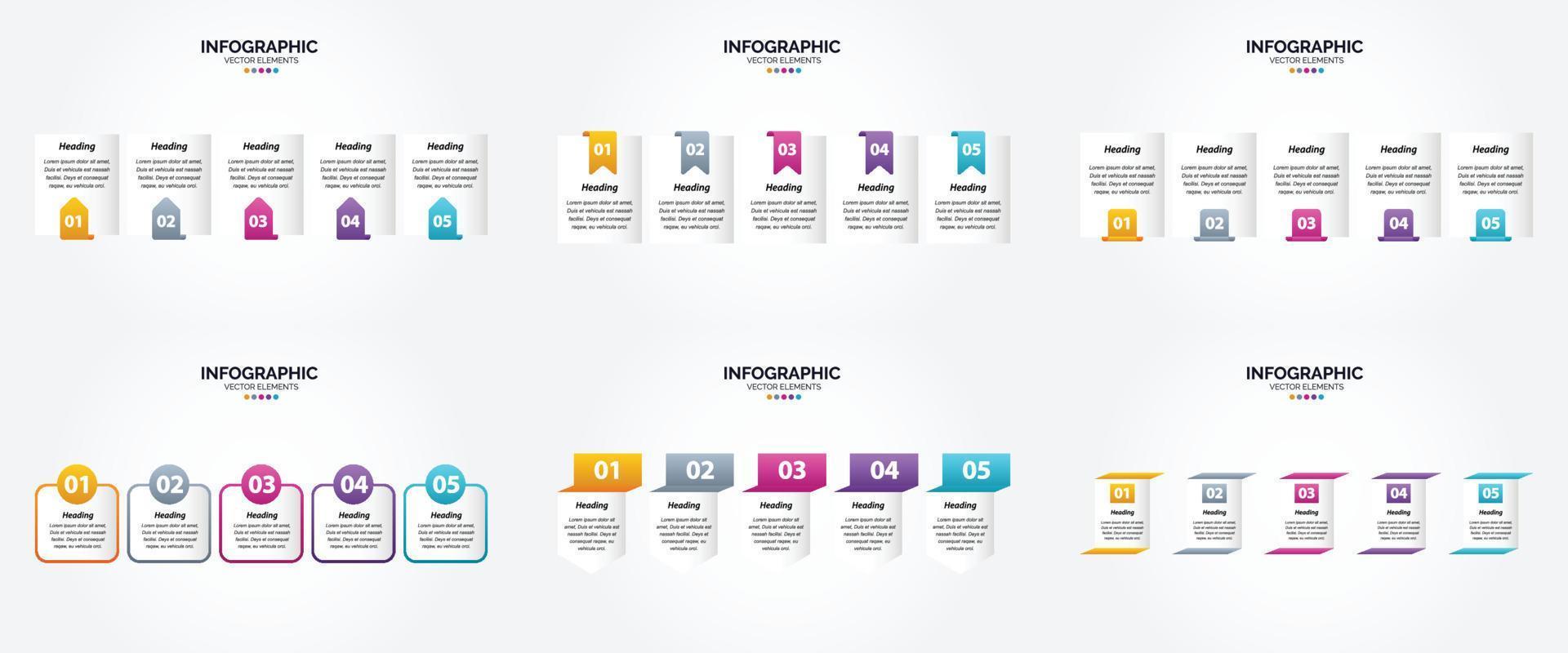 infografías de ilustraciones vectoriales brillantes y coloridas para publicidad en folletos. volantes y revistas. vector