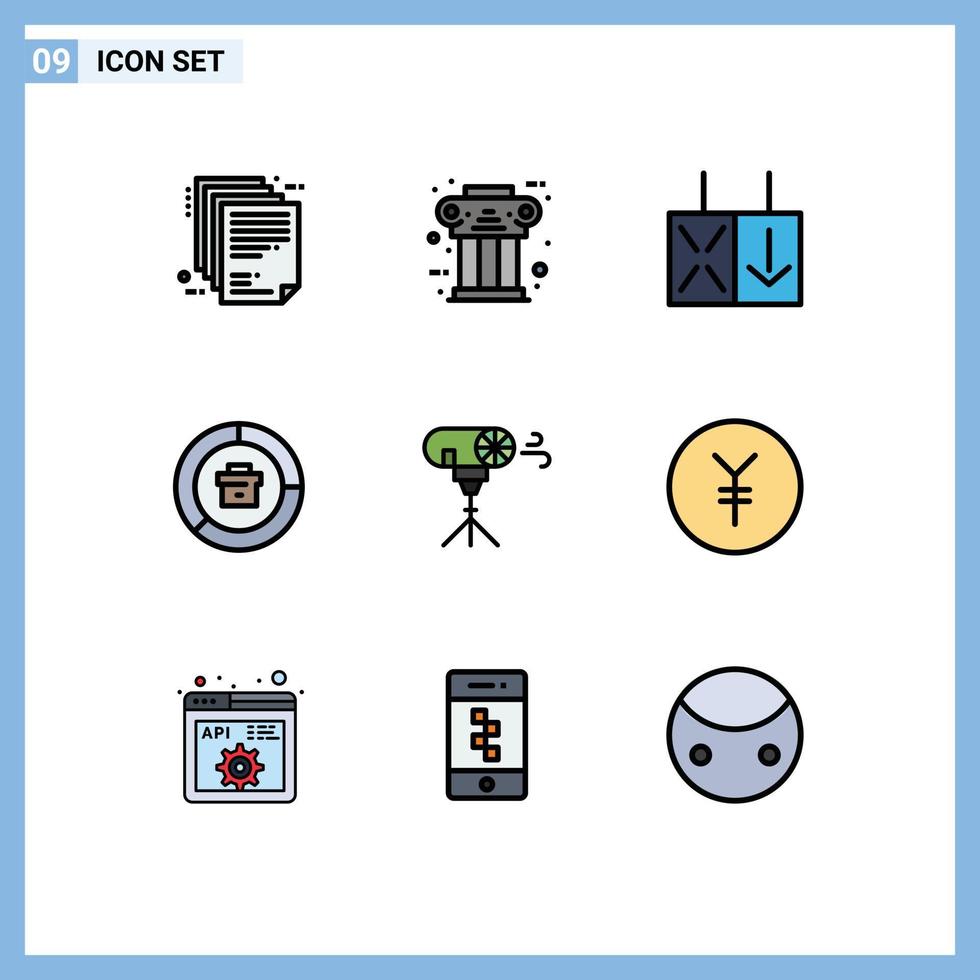 9 Filledline Flat Color concept for Websites Mobile and Apps report data column business traffic Editable Vector Design Elements