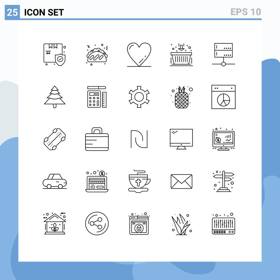 25 Creative Icons Modern Signs and Symbols of server data like admin finance Editable Vector Design Elements