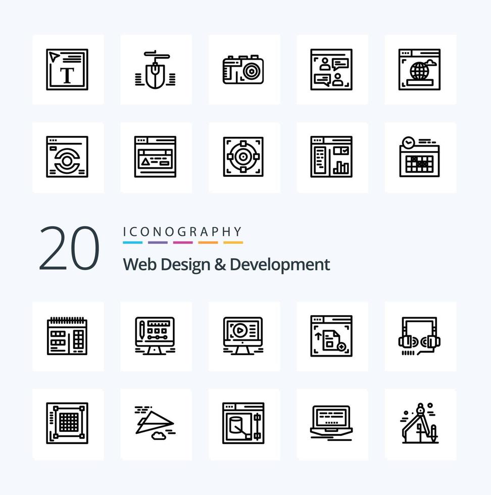 20 Web Design And Development Line icon Pack like font font color  color fill in text  design vector