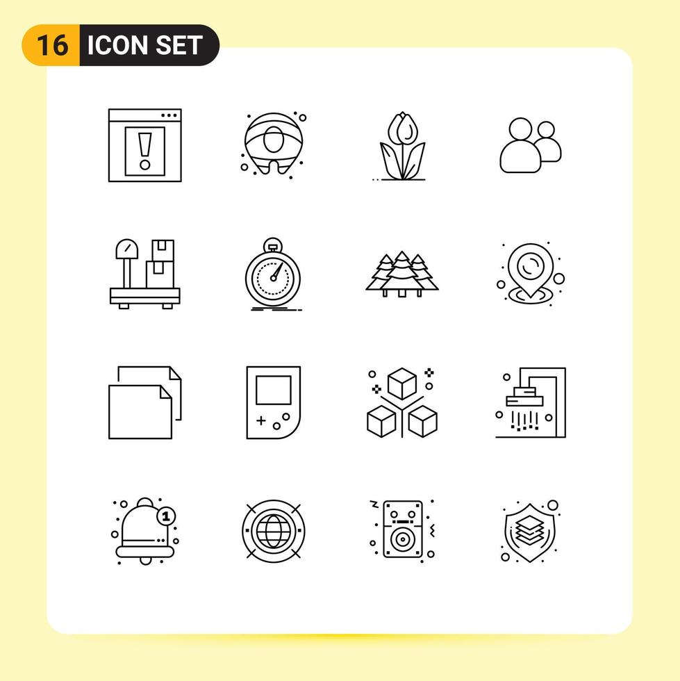 16 Thematic Vector Outlines and Editable Symbols of package team floral users friends Editable Vector Design Elements