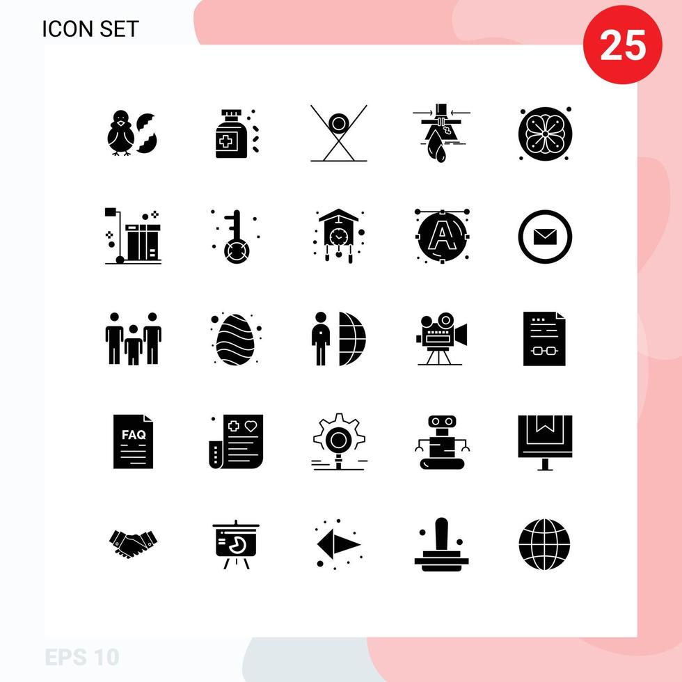 25 Universal Solid Glyphs Set for Web and Mobile Applications pollution detection drink leak sushi Editable Vector Design Elements