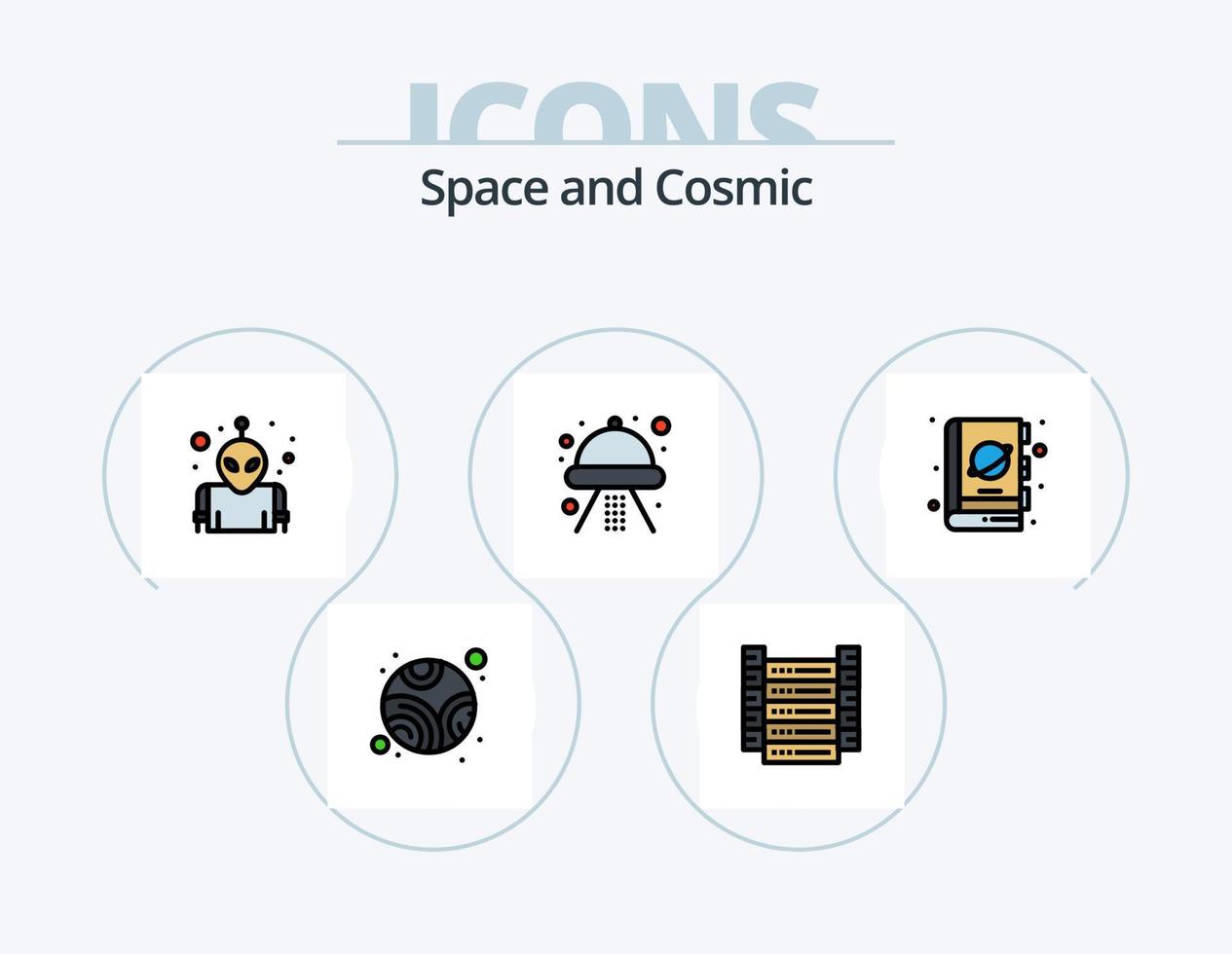Space Line Filled Icon Pack 5 Icon Design. receiver. media. astronomy. communication. spaceship vector
