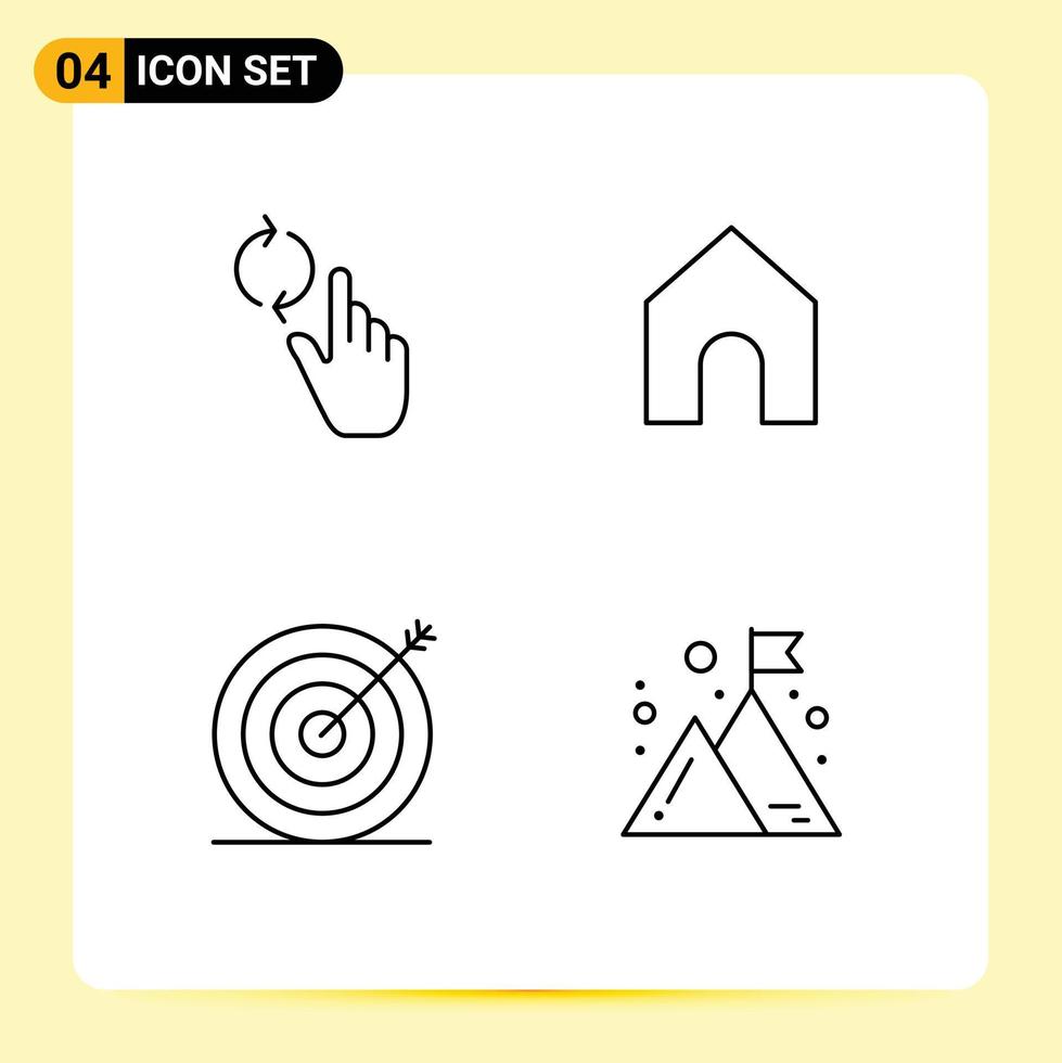 Pack of 4 creative Filledline Flat Colors of finger marketing gesture interface business Editable Vector Design Elements