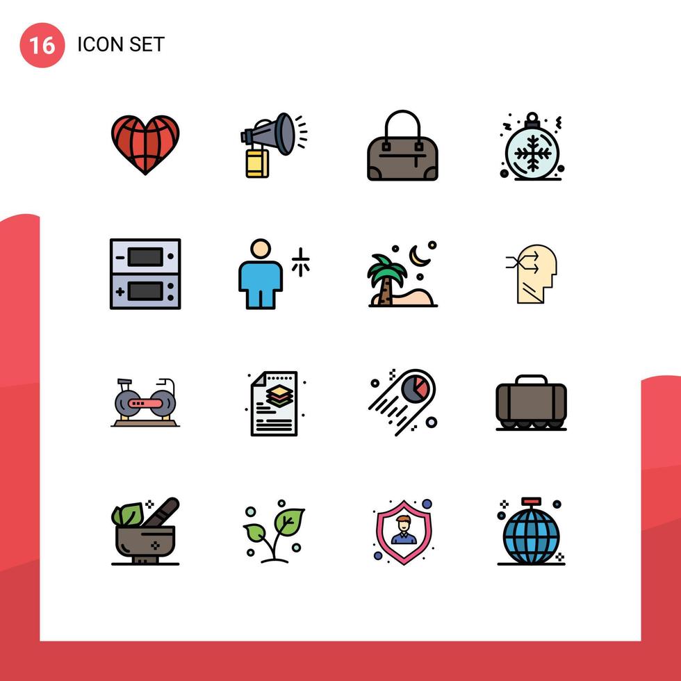 conjunto de 16 iconos de interfaz de usuario modernos símbolos signos para ds ventilador de invierno bola de copo de nieve elementos de diseño de vectores creativos editables