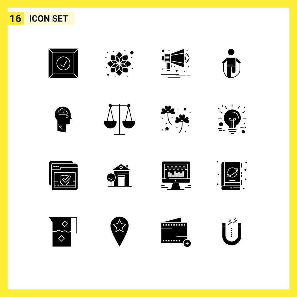 16 Universal Solid Glyphs Set for Web and Mobile Applications update skipping horn rope jump Editable Vector Design Elements