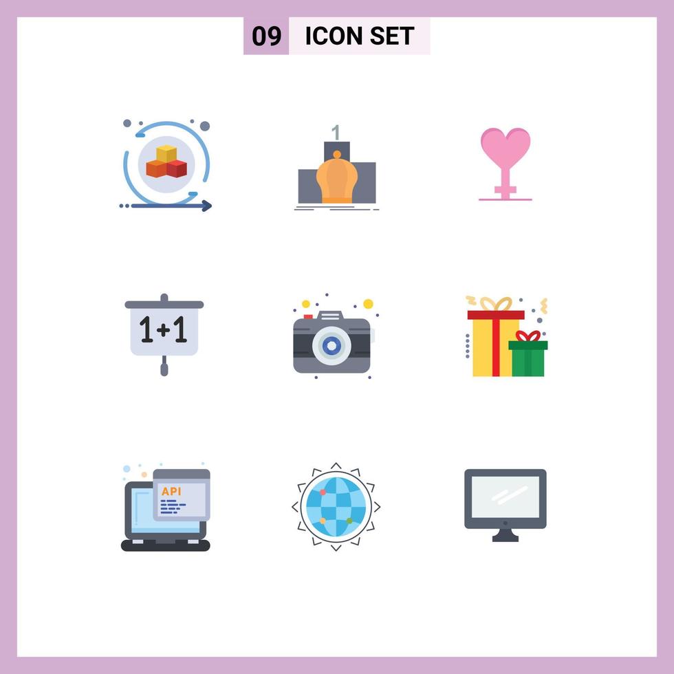 9 iconos creativos signos y símbolos modernos de la tabla de presentación real de la escuela fotográfica elementos de diseño vectorial editables vector